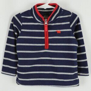 Carter's Infant 24 Months Blue & Gray Striped Fleece 1/4 Zip Pullover Jacket